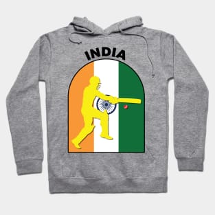 India Cricket Batsman India Flag Hoodie